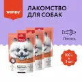 Лакомство Wanpy кусочки из лосося в форме рыбок, для собак всех пород 100 г*3 шт