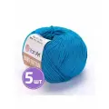 Пряжа для вязания крючком, спицами YarnArt Ярн Арт Ярнарт Baby cotton средняя, хлопок/акрил, цвет 458 темно-бирюзовый 5 шт. по 50 г, 165 м