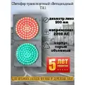 Светофор светодиодный транспортный двухсекционный Т.8.1 (200 мм)объемный корпус 220В для автомоек, дорожных работ