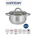 Кастрюля 1.9 л из нержавеющей стали со стеклянной крышкой WEBBER BE-351/2