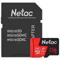 Карта памяти Netac microSDXC, 256 ГБ Class 10, V30/A1/U3, R 100 МБ/с, адаптер на SD, 1 шт. (NT02P500PRO-256G-R)