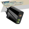 Зарядное устройство (адаптер) для зарядки телефона, планшета. 3 USB порта и 2 Type-C разъема 120W 5V 6.6А / черный цвет