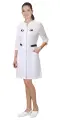 Халат медицинский брайтли женский белый с синим, ткань Твил стрейч р. 40-42/158-164 / Халат медицинский / Халат медицинский женский / Халат женский