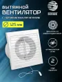 Вентилятор вытяжной D 125 мм на шарикоподшипниках, с тяговым выключателем, с москитной сеткой, abs-пластик, белый