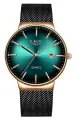 Наручные часы LIGE, черный, зеленый, золотой