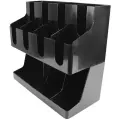 Черный 11-ти секционный настольный органайзер для стаканов, крышек, салфеток и порционных продуктов HOGA-7COMORG2BLK