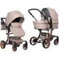 Коляска-трансформер для новорожденных Aimile Original Autumn, экокожа, кремовый