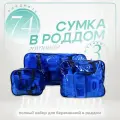 Сумка в роддом готовая для мамы и малыша с наполнением Full mom Maxi, 74 предмета, синяя