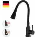 Смеситель для кухни с гибким изливом и лейкой аэратором, однорычажный, нержавеющая сталь, черный