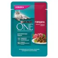 Корм для кошек Purina ONE говядина, с морковью 6 шт. x 75 г (кусочки в соусе)