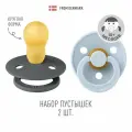 Набор 2 шт. Соска-пустышка BIBS латексная классическая Colour Iron/Baby Blue, 18+ месяцев