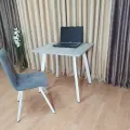 Письменный стол Ник 80 * 70 см. Бетон светлый. Белые ножки