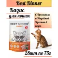 Влажный консервированный корм для кошек Best Dinner Базиз, с Кроликом и Индейкой , Кусочки в соусе, 28 шт по 75 г