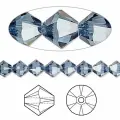 Бусина Swarovski, 6мм, Биконус (#5328), джинсово-синий (цвет 266), 10 шт.