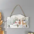 Настенные крючки декоративные Олени у заснеженного домика, дерево, 23x15 см