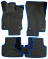 ЕВА коврики для Skoda Octavia A7 (2013-2020) 3 пок. / Шкода Октавия А7 / Черные соты / Синий кант / Комплект 5 шт.