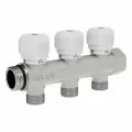 Коллектор распределительный шаровой VALOGIN с вентильной регулировкой, 3/4 - 3 выхода х 1/2, VG-901402