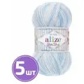 Пряжа Alize Ализе Baby best batik средняя, бамбук/акрил, цвет 6669 голубо-белый 5 шт. по 100 г, 240 м
