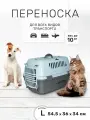 Переноска ZOOexpress Турне для кошек и собак мелких пород, цветная пластиковая дверца, 54,5х36х34 см (L), голубой