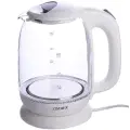 Чайник Zimber , стекло, пластик, закрытый нагревательный элемент, белый