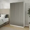 Шкаф для одежды распашной 150х55х240, Рейн, белый/ мдф кашемир soft touch матовый
