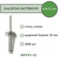 Заклепка вытяжная широкий бортик 4,8х12 бортик 16мм Sorrex OY (1000штук)