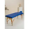Массажный стол складной MET Comfort PRO W2 с регулировкой высоты на буковом каркасе / Усиленный корпус / Цвет: синий
