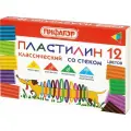 Пластилин классический пифагор Веселая такса, 12 цветов, 180 г, со стеком, 106675