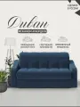 Диван кровать Manons Maison Муррен, раскладной механизм Аккордеон, Велюр Синий, 186х100х95 см