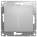 Выключатель двухклавишный алюминий, сх.1, 10АХ, Systeme Electric Glossa (комплект 5шт)