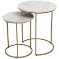 Столики из натурального мрамора, набор БРУНИ Вайт, белые, для гостиной