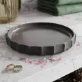 Интерьерная посуда для кухни и гостиной. Декоративная поднос 20х20 см. San Marino circle L темно-серая глянцевая.