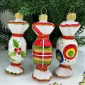 Irena-Co Набор елочных игрушек, стекло Три конфеты - 9х3х3см