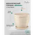 Горшок Вещицы с поддоном Волна, 1.4 л, 14.5x13 см, бежевый