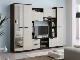 Гостиная комплект Флора с тумбой под ТВ, полками, шкафами, 270х54х210 см, Венге / Лоредо