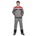 Костюм сириус-мастер летний: куртка короткая, брюки, средне-серый с красным с СОП р. 44-46/182-188 / Костюм рабочий мужской / Костюм рабочий