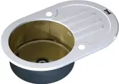 Мойка кухонная Zorg Inox Glass GL-7851-OV-WHITE-BRONZE металлическая, 78x51, мойка для кухни, с крылом, овальная, стеклянная, белая
