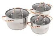 Набор кастрюль Kelli KL-4214 6 пр. серебристый/золотистый