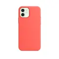 Чехол силиконовый Магсейф для iPhone 12 / 12 Pro Pink Citrus с анимацией NFC, Silicone case Магсейф для айфон 12 / 12 про - Оранжево-розовый