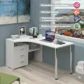 Стол компьютерный Мэрдэс СР-132С-160 БЕ-ЛЕВ Белый, угловой, 101 х 160 х 75 см, с ящиками