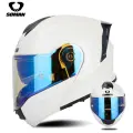 Шлем SOMAN SM965, с двойными линзами, жемчужно-белый, с синей пленкой