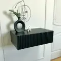 Тумба подвесная консоль прикроватная черная, эмаль мдф 50х32х16 см, Marsele