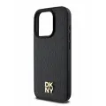 DKNY для iPhone 15 Pro Max чехол PU Repeat Stack metal logo Hard Black (MagSafe)