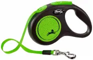 FLEXI NEW NEON TAPE ременной поводок рулетка для животных 5 м размер М зеленый (1 шт)