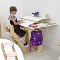 Парта для школьника, растущая парта, растущий стул, с подушкой, комплект, окрашен маслом и акрилом