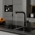 Смеситель для кухни с каналом для фильтрованной воды и выдвижным изливом IDDIS Pure PURBLPFi05N черный матовый