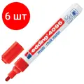 Комплект 6 шт, Маркер меловой EDDING 4095, 2-3 мм, красный, сухостираемый, для гладких поверхностей, E-4095/2
