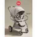 Коляска прогулочная детская Happy Baby Luna 360, реверсивный блок 360 градусов, светло-серый