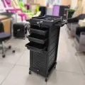 Тележка парикмахерская Q628 черная / тележка для парикмахера / этажерка для мастера