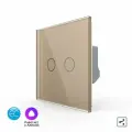 Умный выключатель сенсорный двухклавишный протокол EC, 1 пост, цвет золотой LIVOLO ORIGINAL